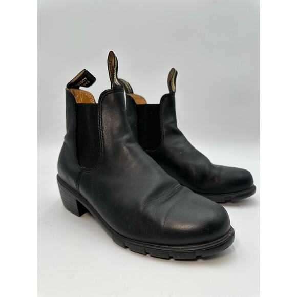 Blundstone Shoes - Blundstone Heeled Black Leather Original Heeled Chelsea Boots Women's 8.5